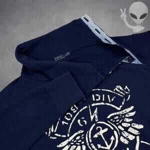 Polo Ralph Lauren Sweater Small Navy Funnel Neck Nautical Vintage pullover 00s